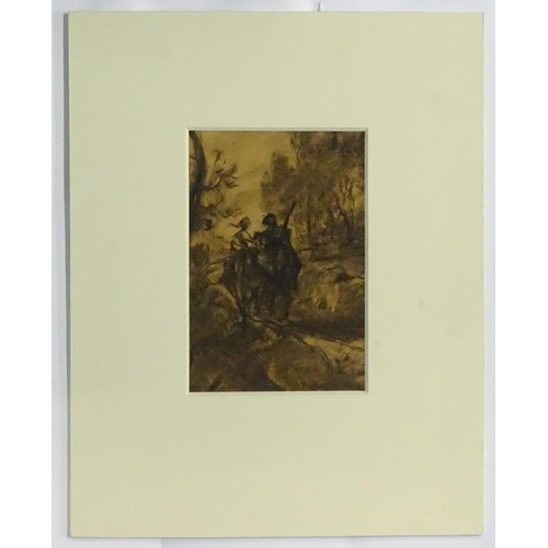 112 - Manner of Francisco Goya (1746-1828), Charcoal on paper, Figures on horseback on a wooded path. Appr... 