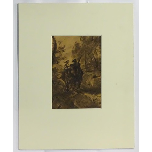 112 - Manner of Francisco Goya (1746-1828), Charcoal on paper, Figures on horseback on a wooded path. Appr... 