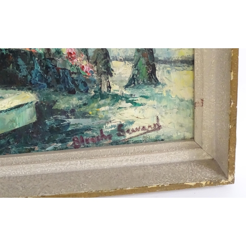 116 - Blanche R. Seward, 20th century, Oil on canvas, Fountain in Sloane Square, London. Signed lower righ... 