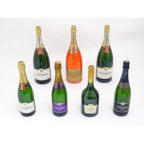 151 - Seven shop display / advertising champagne bottles for Taittinger Champagne - Empty but sealed. Tall... 