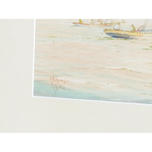 188 - Robert Allensmore Lowe, 19th century, Watercolour, A seascape with fishing boats. Signed lower left.... 