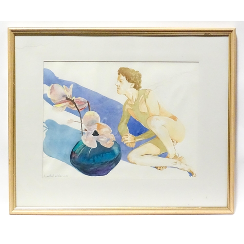 190 - A 20thC watercolour by H. Michael Wieben depicting a young man and a vase if flowers, Signed and dat... 