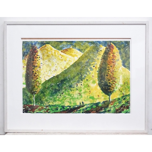 196 - A limited edition screen print depicting trees in a landscape. Signed and numbered 20/20 in pencil l... 