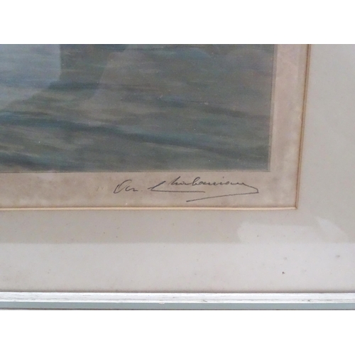 214 - After Arsene Chabanian, 20th century, French School, Colour print, no. 48, Seascape. Signed in penci... 