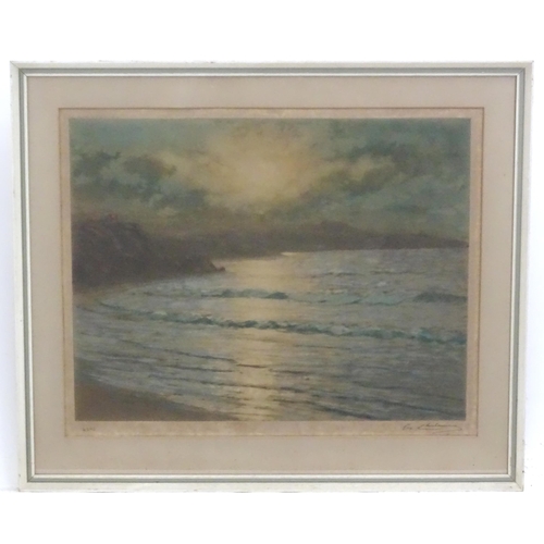 214 - After Arsene Chabanian, 20th century, French School, Colour print, no. 48, Seascape. Signed in penci... 