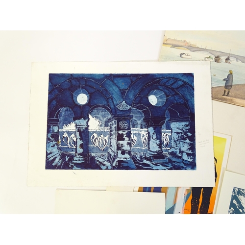 233 - Pamela Guille, 20th century, A large quantity of assorted etchings, prints, watercolour etc. to incl... 