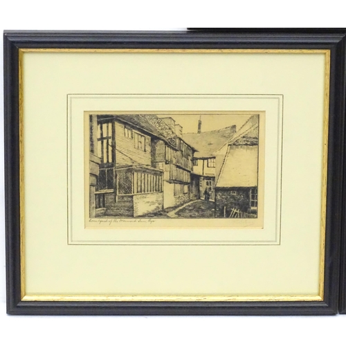 267 - George Huardel-Bly, 19th century, Etchings, Two views of Rye comprising Landgate and Courtyard of th... 