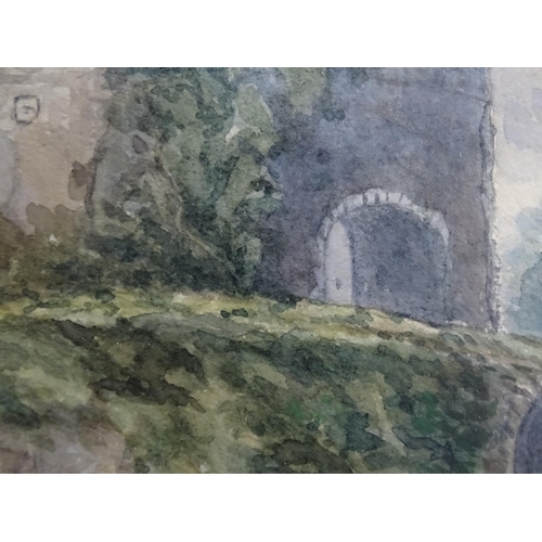 275 - A 19thC watercolour depicting coastal ruins. Dated 1887 lower right. Approx. 10