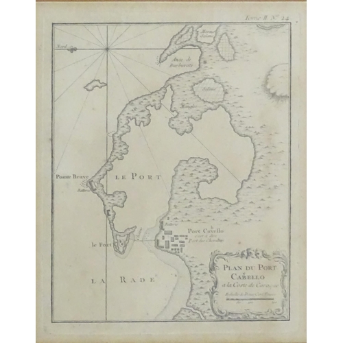 278 - Map: An 18thC engraved map of Venezuela titled Plan du Port Cabello a la Coste de Caraque, after Jac... 