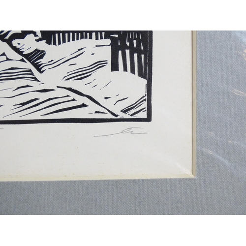 302 - Andrei Ushin (1927-2005), Russian School, Limited edition linocut print, Lenin's Hiding Place. Signe... 