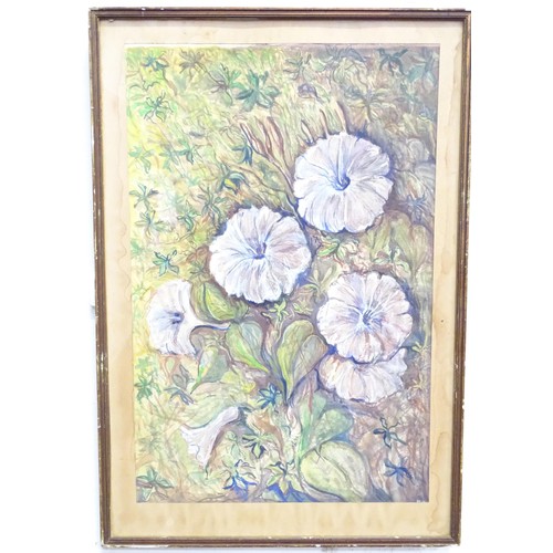 308 - A watercolour depicting bindweed flowers and foliage. Signed with initials lower right MH. Approx. 2... 