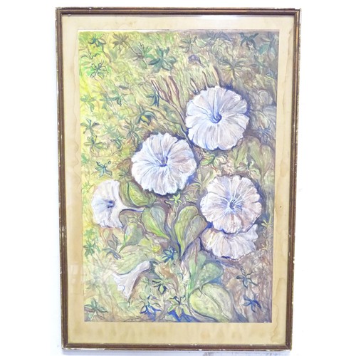 308 - A watercolour depicting bindweed flowers and foliage. Signed with initials lower right MH. Approx. 2... 