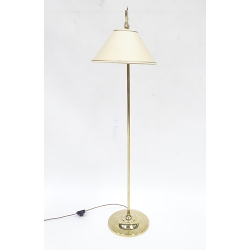 333 - A late 20thC brass standard lamp with white shade, approx 55