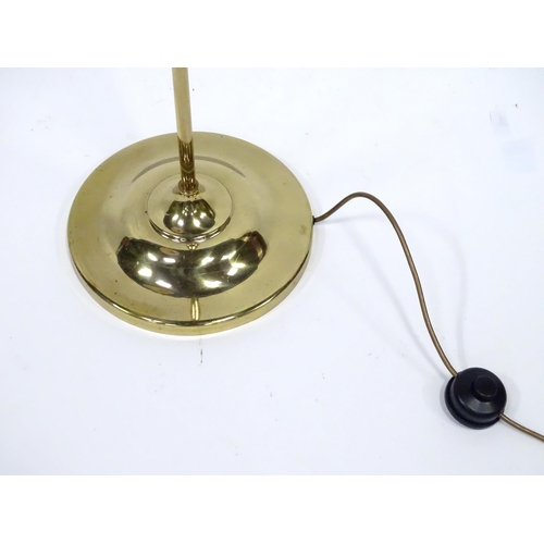 333 - A late 20thC brass standard lamp with white shade, approx 55