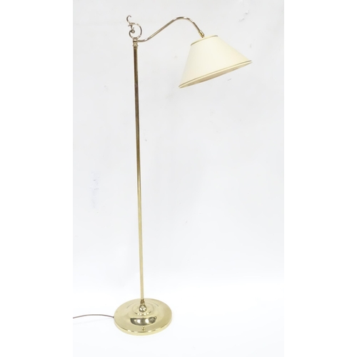 333 - A late 20thC brass standard lamp with white shade, approx 55