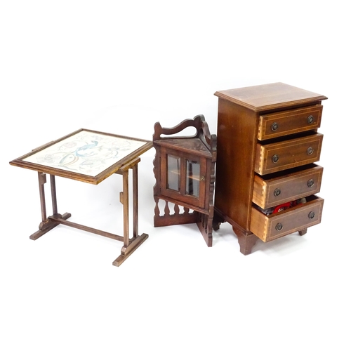 379 - Items of 20thC furniture, comprising an Eaton Domestic Woodware ( Aylesbury ) converting firescreen/... 