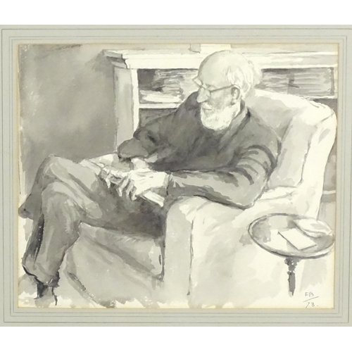 385 - Fred Beddington, 20th century, Watercolour, A portrait of Father Lane Fox, Aged 92. Signed with init... 