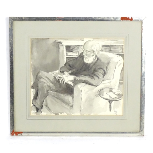 385 - Fred Beddington, 20th century, Watercolour, A portrait of Father Lane Fox, Aged 92. Signed with init... 