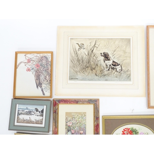 416 - A quantity of assorted watercolours and prints to include flower studies by Lin Collier, beach scene... 