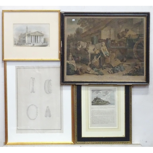 417 - A quantity of assorted 18thC and later prints and engravings to include Anne Hathaway's Cottage afte... 