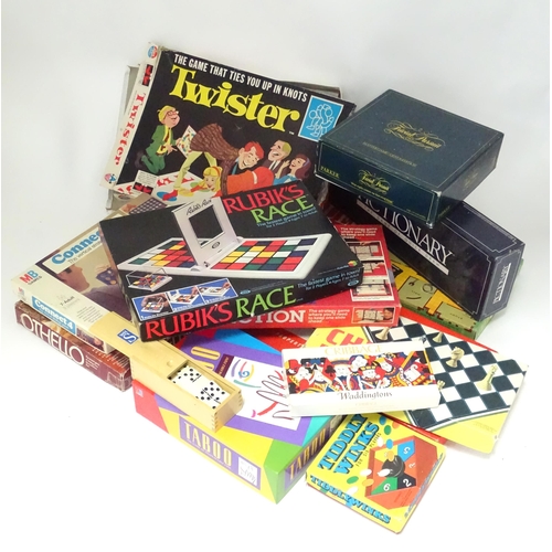 420 - A box of assorted board games etc. to include Monopoly, Taboo, Othello, Rubik's Race, Connect 4, Pic... 