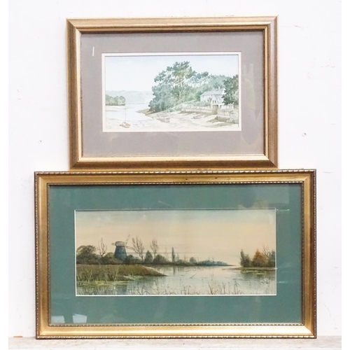 438 - A quantity of assorted 19th century and later watercolours to include a river landscape with windmil... 