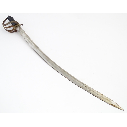 458 - Militaria: an early to mid 20thC eastern sabre and scabbard, approx 37