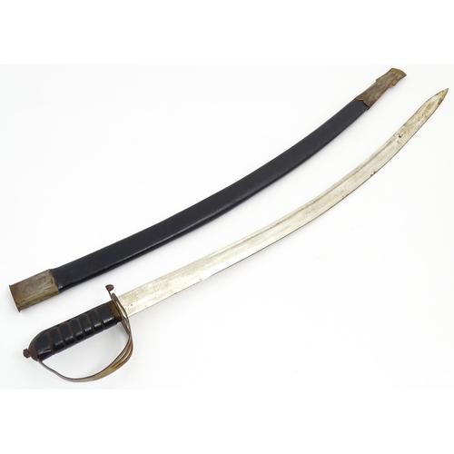 458 - Militaria: an early to mid 20thC eastern sabre and scabbard, approx 37