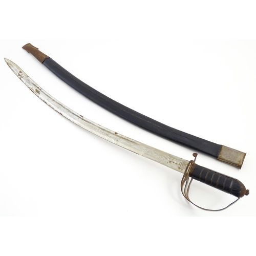 458 - Militaria: an early to mid 20thC eastern sabre and scabbard, approx 37