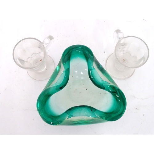 489 - Three items of glass comprising two glasses and a bowl (3)