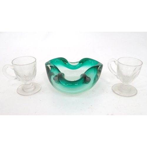 489 - Three items of glass comprising two glasses and a bowl (3)