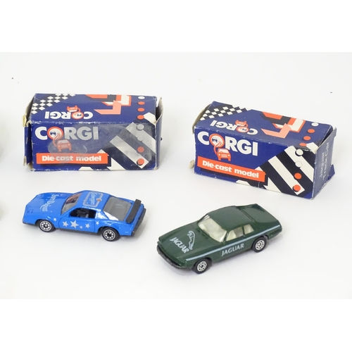 495 - Toys: Four small Corgi die cast scale model vehicles comprising Jaguar Track Car, Ferrari 308 GTS, R... 