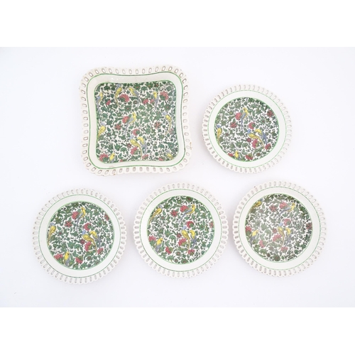 829 - Five items of Royal Doulton decorated in the Persian pattern D3550 comprising four plates and a squa... 