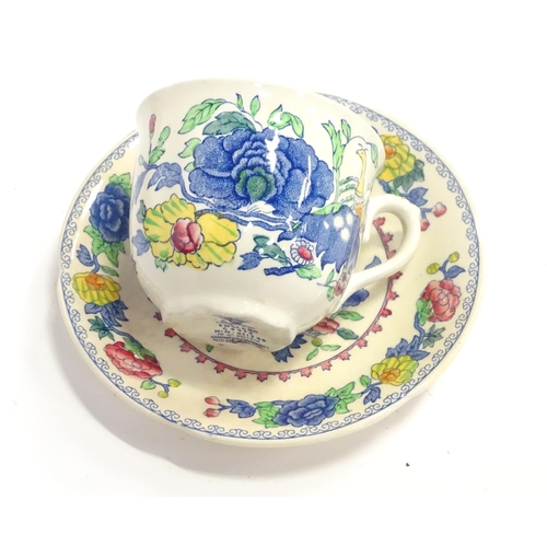 103 - A quantity of Masons dinner wares decorated in the Regency pattern to include plates, bowls, tureens... 