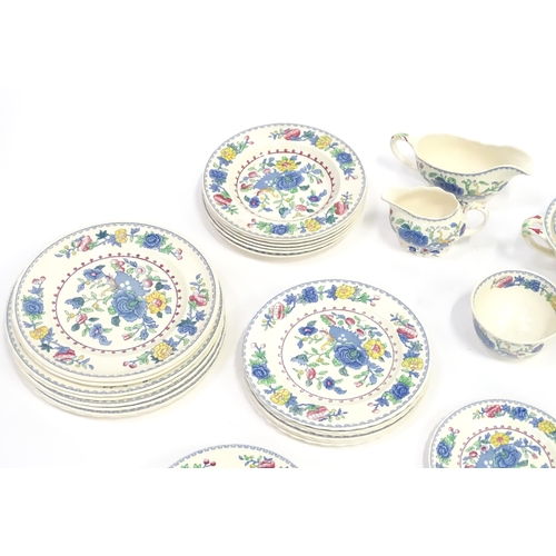 103 - A quantity of Masons dinner wares decorated in the Regency pattern to include plates, bowls, tureens... 