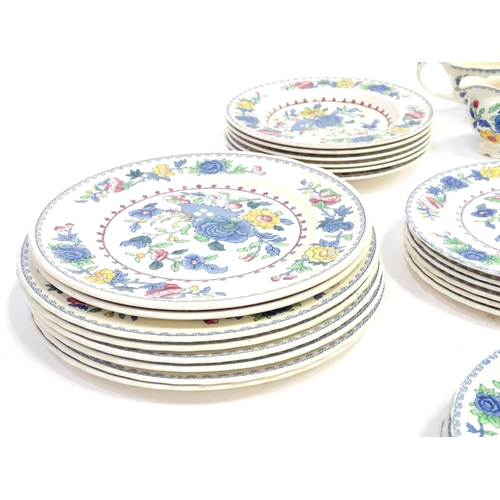 103 - A quantity of Masons dinner wares decorated in the Regency pattern to include plates, bowls, tureens... 