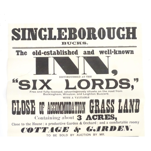 216 - Buckinghamshire local interest: a Victorian auction advertising poster, 'Singleborough - the old-est... 