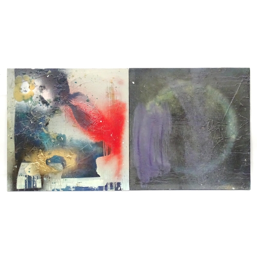 218 - Three 21stC mixed media works in the manner of Bryony Leatherbarrow, to include two abstract composi... 