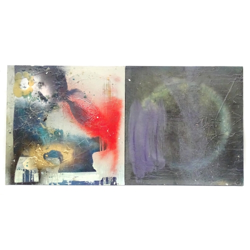 218 - Three 21stC mixed media works in the manner of Bryony Leatherbarrow, to include two abstract composi... 