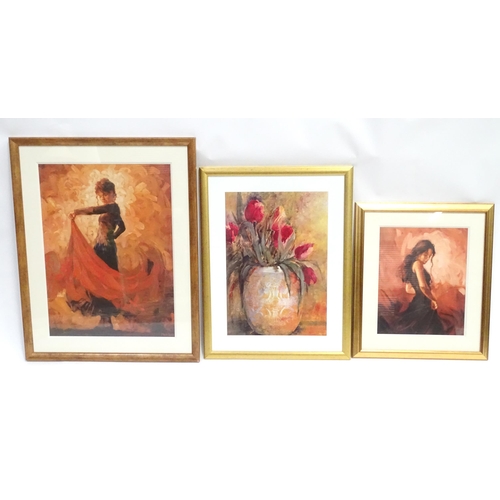 236 - Two colour prints after Mark Spain (b. 1962) each depicting a Flamenco Dancer. Together with a colou... 