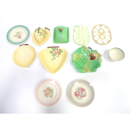 280 - A quantity of assorted ceramics to include Carlton Ware butter dishes and leaf plates, three Susie C... 