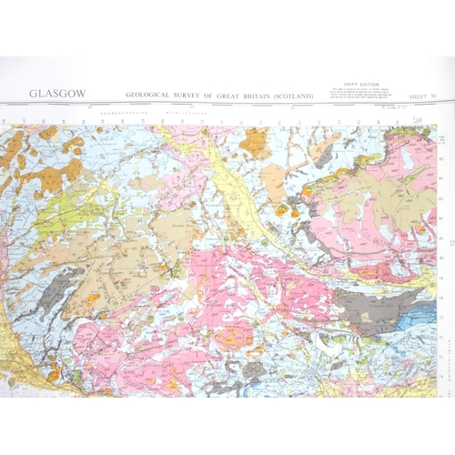 316 - A quantity of 20thC British Geological Survey (Scotland) maps, areas including Irvine , Glasgow , Fa... 