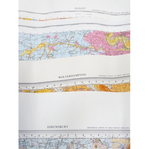 318 - A quantity of 20thC British Geological Survey maps, various scales, locations including Bourne , Sto... 