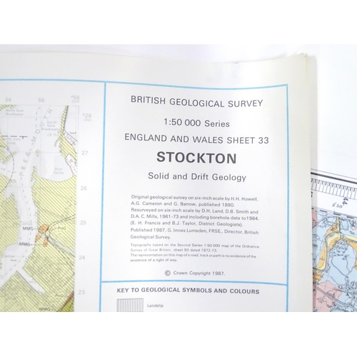 318 - A quantity of 20thC British Geological Survey maps, various scales, locations including Bourne , Sto... 