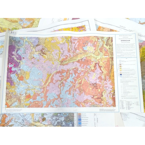 318 - A quantity of 20thC British Geological Survey maps, various scales, locations including Bourne , Sto... 