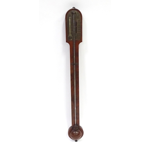 352 - A 19thC mahogany cased stick barometer, the brass measurement panel inscribed 'West London' (Francis... 