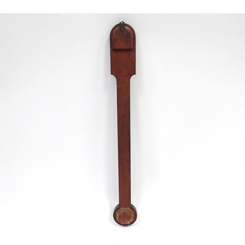 352 - A 19thC mahogany cased stick barometer, the brass measurement panel inscribed 'West London' (Francis... 