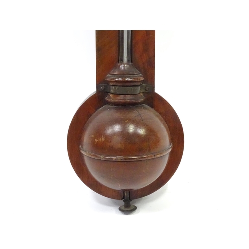 352 - A 19thC mahogany cased stick barometer, the brass measurement panel inscribed 'West London' (Francis... 