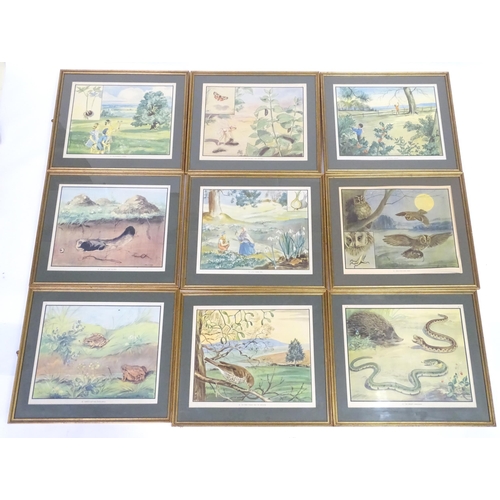 354 - A quantity of Enid Blyton Nature Plate prints after Eileen Soper to include Freckles the Thrush, Old... 