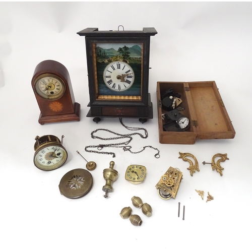 389 - A quantity of assorted clocks and clock parts etc. to include mantle clocks, etc. Largest approx. 13... 